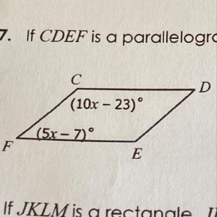 If cdef is a parallelogram find fcd