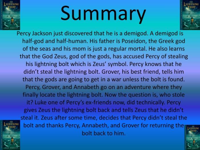 The lightning thief chapter 1 summary