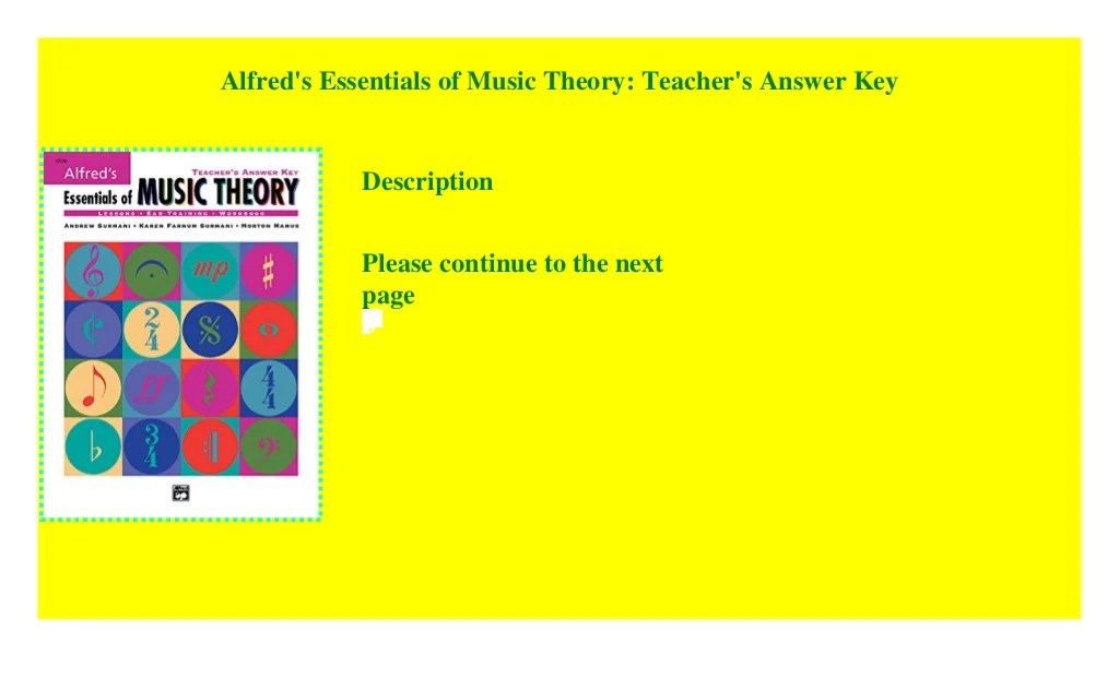 Alfred's essentials of music theory answer key