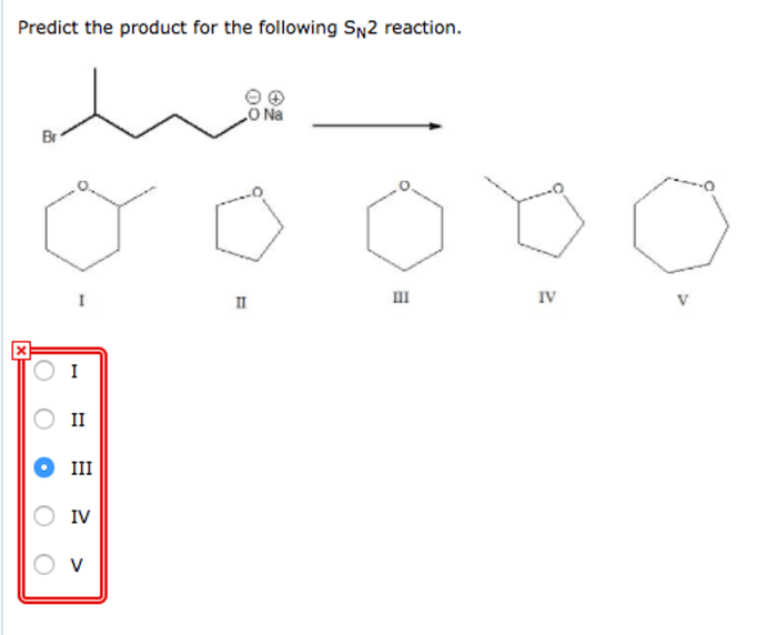 Predict the product for the sn2 reaction shown.