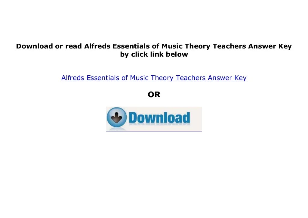 Alfred's essentials of music theory answer key